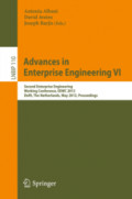 Advances in Enterprise Engineering VISecond Enterprise Engineering Working Conference, EEWC 2012, Delft, The Netherlands, May 7-8, 2012. Proceedings /