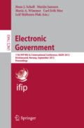 Electronic Government11th IFIP WG 8.5 International Conference, EGOV 2012, Kristiansand, Norway, September 3-6, 2012. Proceedings /