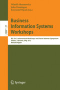 Business Information Systems WorkshopsBIS 2012 International Workshops and Future Internet Symposium, Vilnius, Lithuania, May 21-23, 2012 Revised Papers /