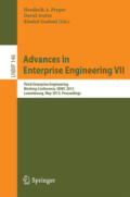 Advances in Enterprise Engineering VIIThird Enterprise Engineering Working Conference, EEWC 2013, Luxembourg, May 13-14, 2013. Proceedings /