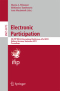 Electronic Participation5th IFIP WG 8.5 International Conference, ePart 2013, Koblenz, Germany, September 17-19, 2013. Proceedings /